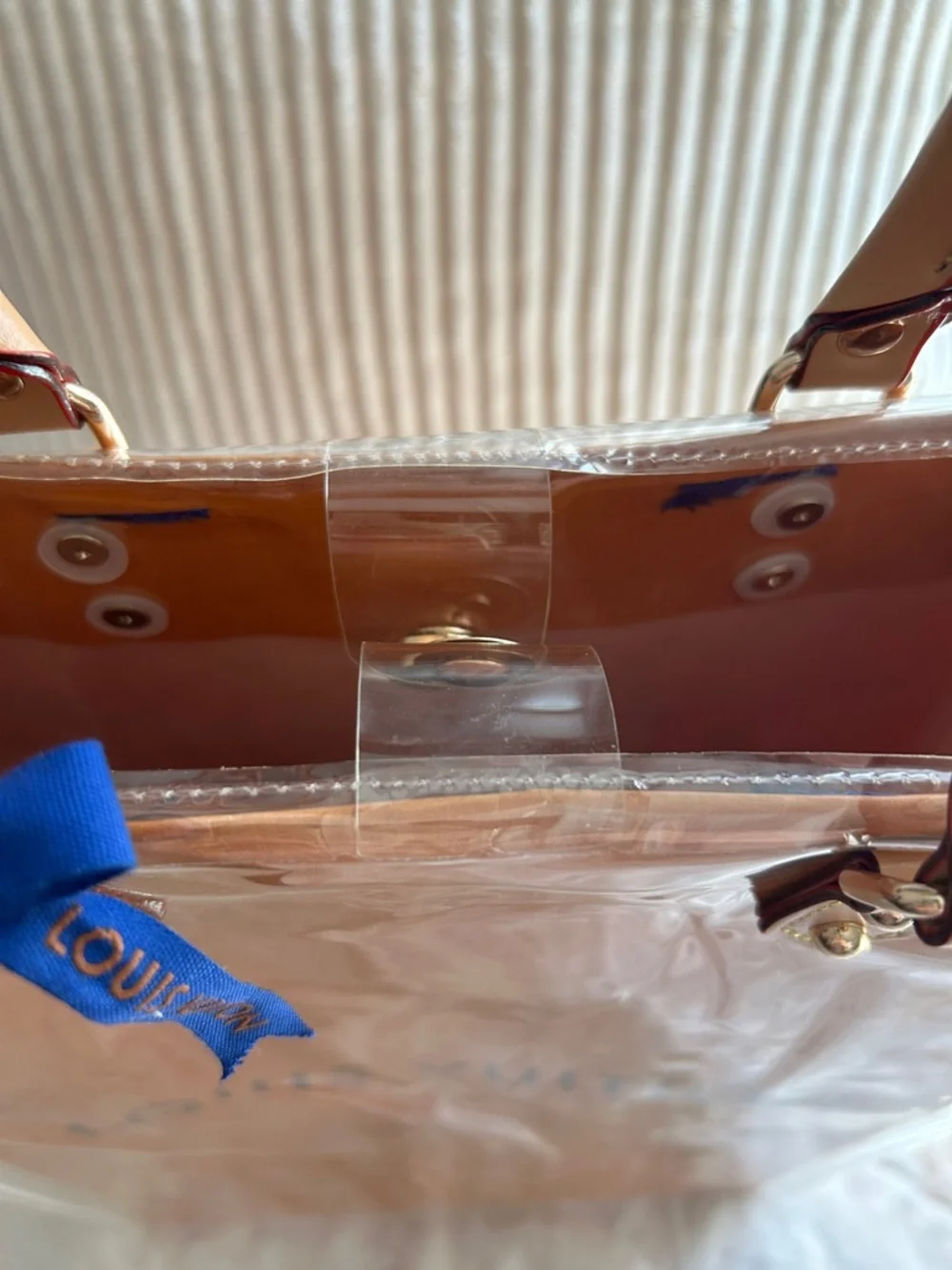 7030. Louis Vuitton Shopping Bag repurposed into a tote. Clear PVC cover. - Picture 5 of 6